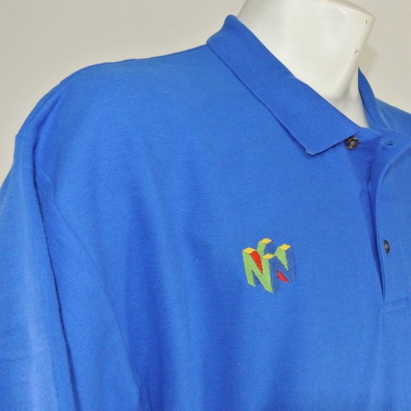 NINTENDO 64 Blockbuster Video Vintage Employee Uniform Polo Shirt Blue S Small - Picture 4 of 11